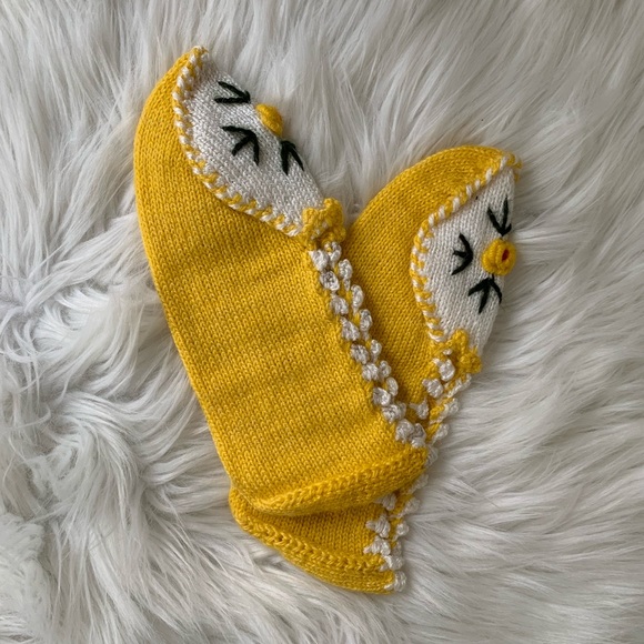 Hand Knit Wool Sock Bootie Slippers Handmade - Picture 4 of 4